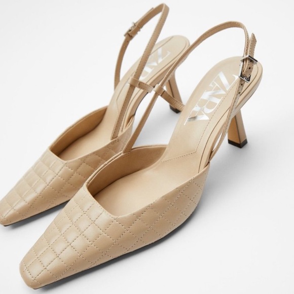Zara Quilted Slingback Kitten Heel - Picture 3 of 7